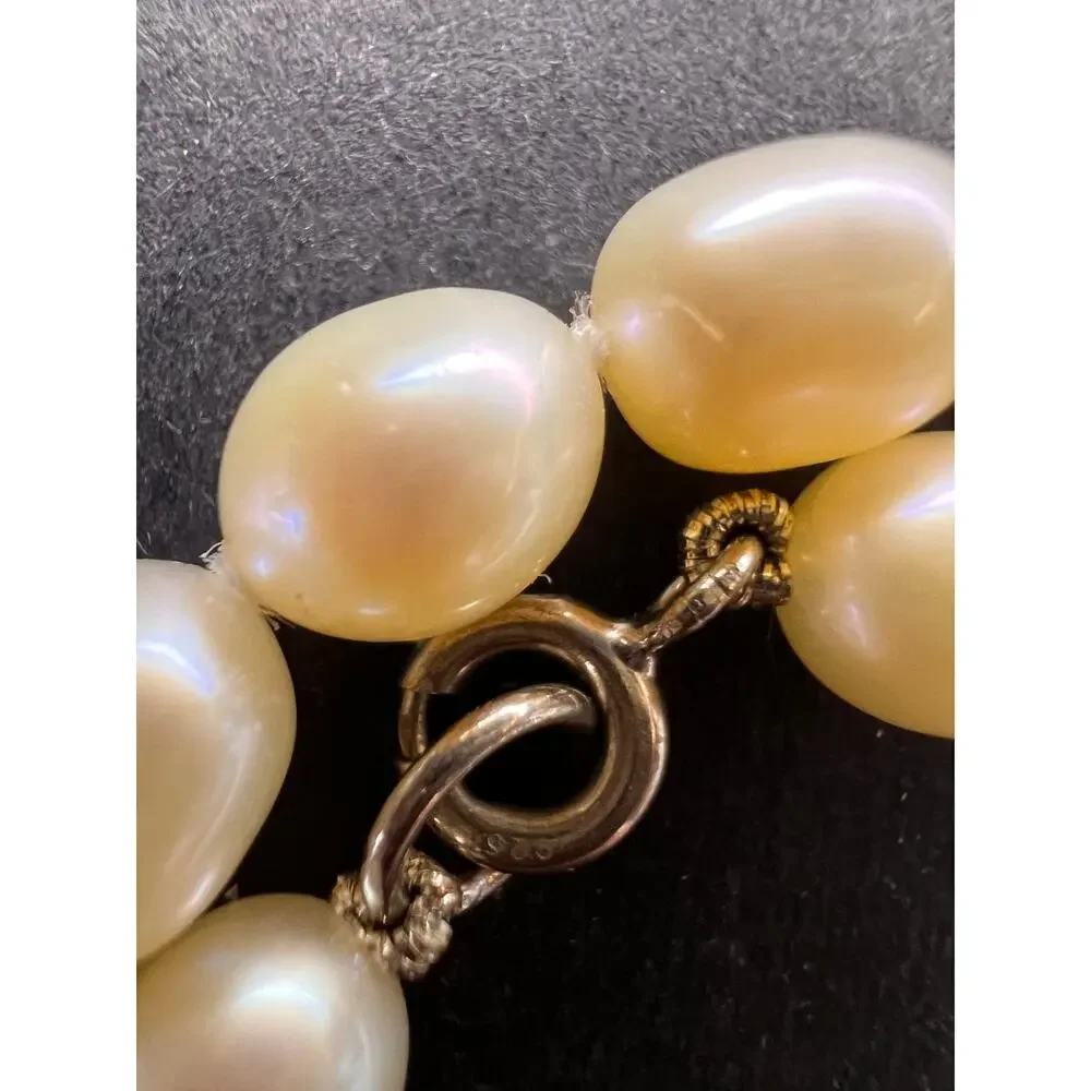Estate 36” White Cultured Freshwater Pearl Necklace 925 Sterling - Picture 6 of 8